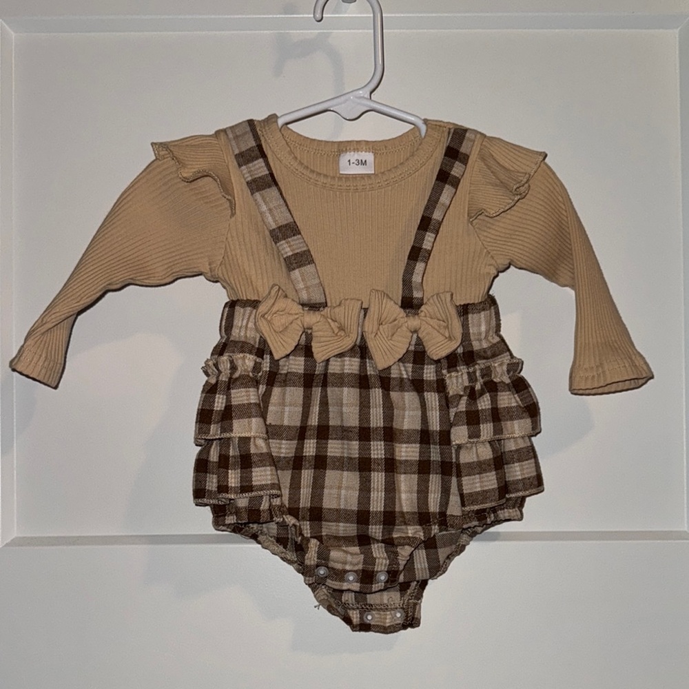 Baby Plaid Suspender Romper